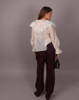 Camicia panna con doppia rouches