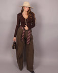 Pantalone balloon verde con cravatta