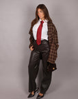 Camicia a quadri brown con maniche removibili