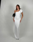 Dress bandage monospalla con rouches