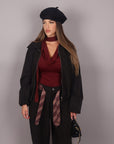 Bomber nero con zip