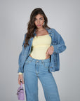 Giacca in denim lavaggio chiaro