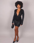 Dress Mermaid manica lunga nero