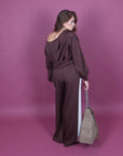 Felpa bicolore Brown/panna