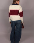 Polo a righe variante blu e bordeaux