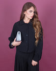 Giacca Crop con bottoni nera
