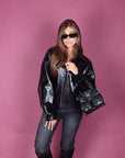 Bomber in vinile nero