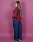 Camicia con balze bordeaux