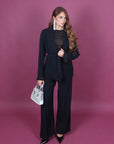 Tailleur con giacca a kimono nero