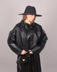 Giubbino Bomber ecopelle nero