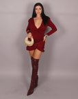Mini dress drapping bordeaux