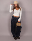 Jeans balloon con tasconi lavaggio scuro