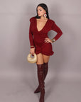 Mini dress drapping bordeaux