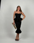 Midi bandage con balze nero