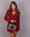 Coordinato giacca crop e shorts bordeaux
