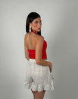 Top basic scollo America rosso