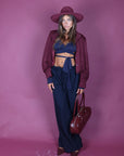 Giacca Zoe in camoscio bordeaux
