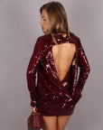 Dress Milly in paillettes bordeaux