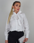 Camicia basic White con fiocco bianca