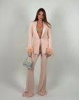 Giacca Chiara con piume rosa