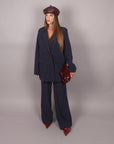 Tailleur doppiopetto gessato blu navy