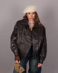 Giubbino Bomber ecopelle marrone