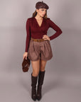 Maglia in lycra incrocio bordeaux