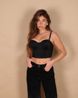 Jeans palazzo nero con microcristalli