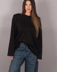 T-shirt basic in cotone nero manica lunga