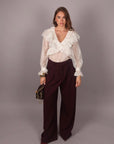 Camicia panna con doppia rouches