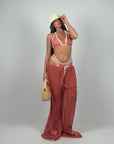 Set 3 pezzi costume e pantalone quadri red