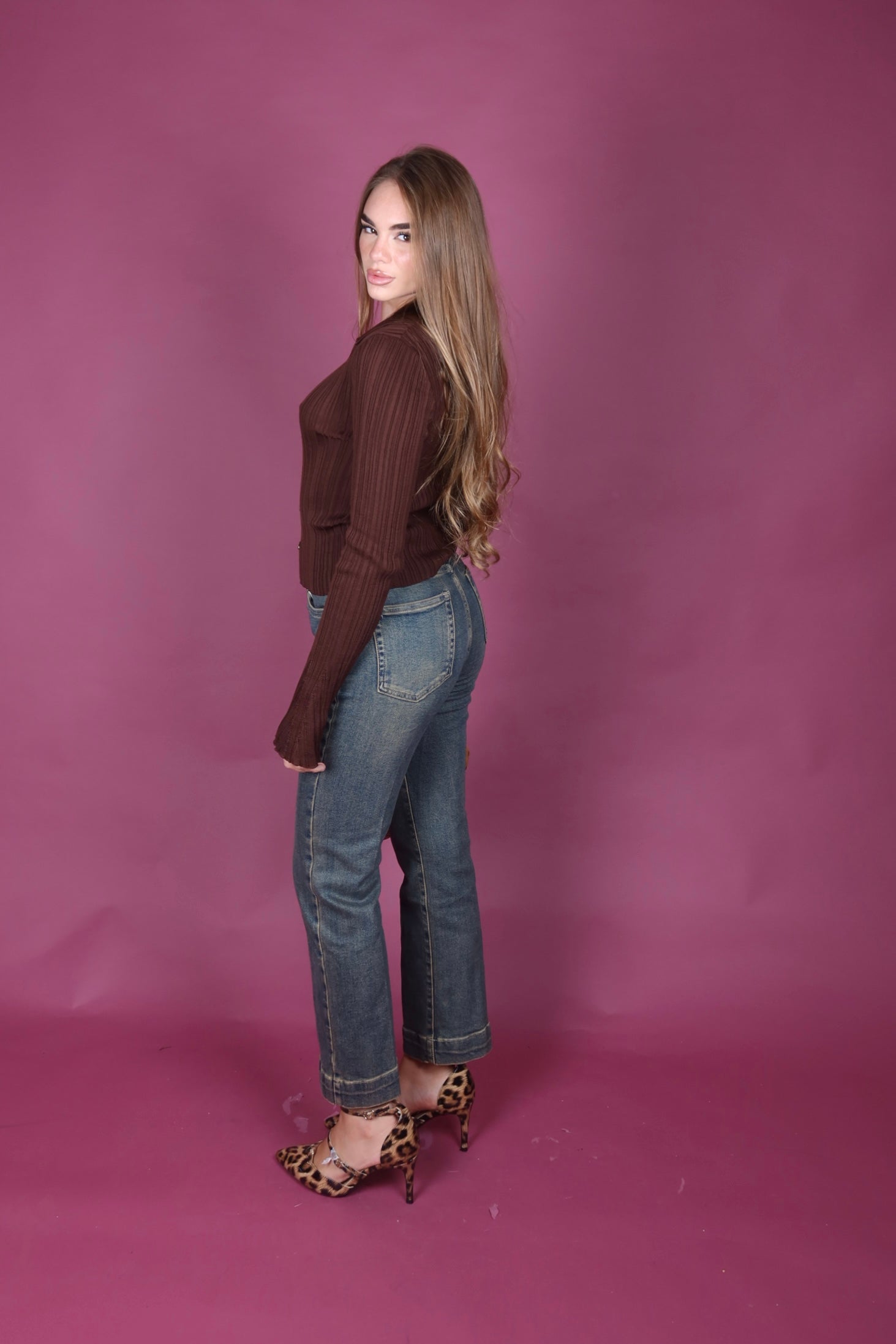Maglia a costine Brown