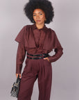 Camicia con rouches bordeaux