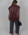 Gilet in pelle bordeaux