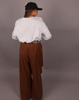T-shirt basic in cotone bianca manica lunga