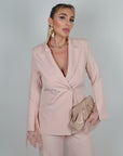 Blazer Serena con inserti in pizzo rosa