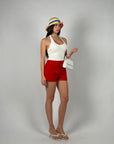 Top basic scollo America bianco