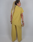 Pantalone tea in lino lime
