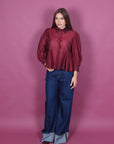 Camicia con balze bordeaux