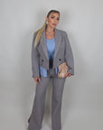 Giacca con inserti in camicia grigio