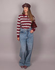 Jeans palazzo chiaro con microcristalli