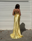 Dress elegant in raso giallo