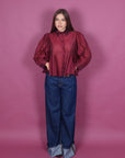 Camicia con balze bordeaux