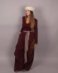 Pantalone palazzo bordeaux con cintura a quadri
