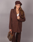 Tailleur doppiopetto gessato Brown