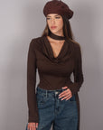 Maglia in lycra con foulard Brown