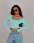 Maglia Crop tiffany