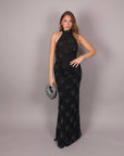 Dress scollo America nero con strass