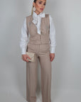 Pantalone chris gessato palazzo beige