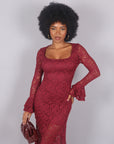 Dress in pizzo bordeaux